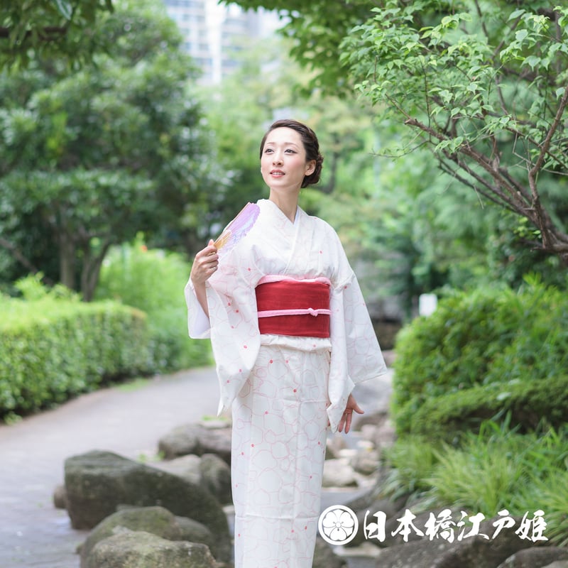 夏物 浴衣 小紋 着物 中古 絽 寒い 身丈164cm L A1040-10