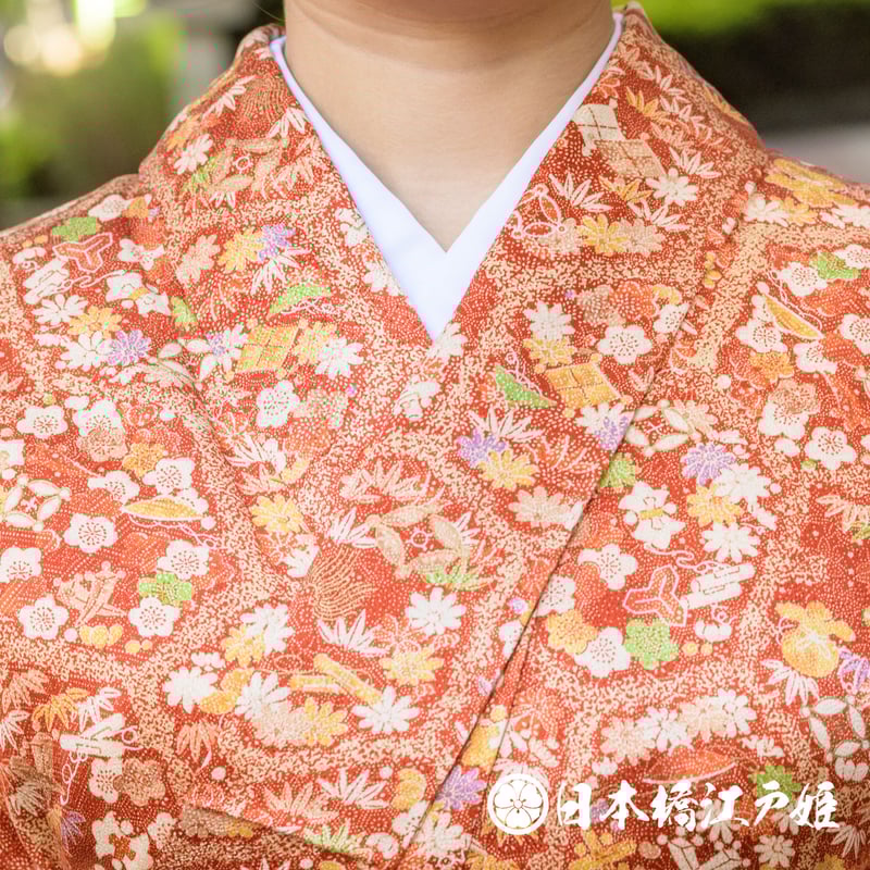 Luvholic様 有松鳴海絞り亀甲花文赤黄色系 小柄さん向け