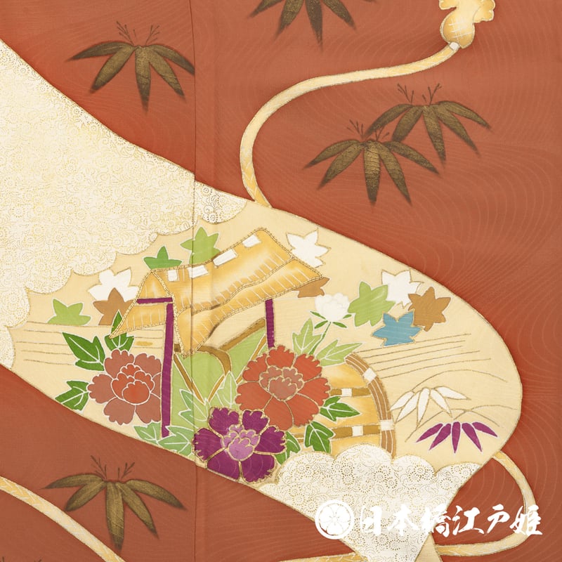 付け下げ 誇り 手描 竹笹 グラスグリーン色 正絹 反物