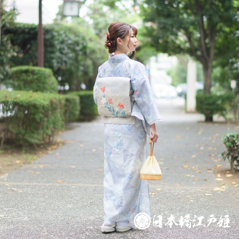⚫︎mk-0151付下げ訪問着夏絽ポリ身丈167裄65.56-27 - 訪問着・付け下げ