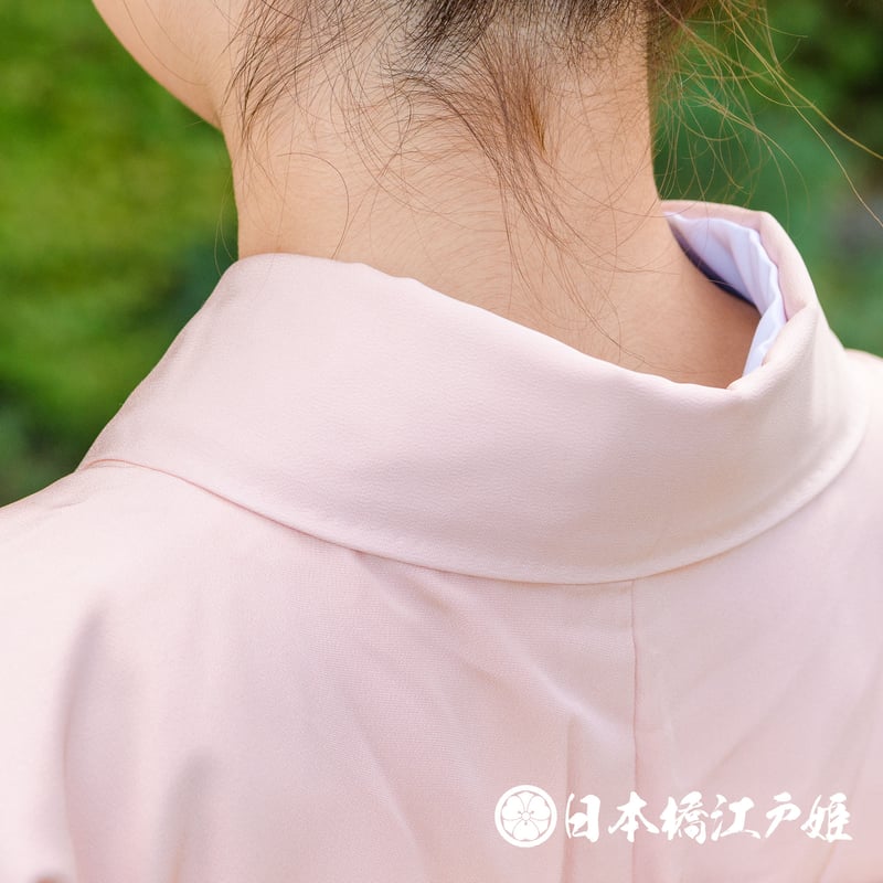 0320 訪問着 正絹 袷 薄ピンク 扇面 枝梅 牡丹 鶴 金彩 身丈153cm  