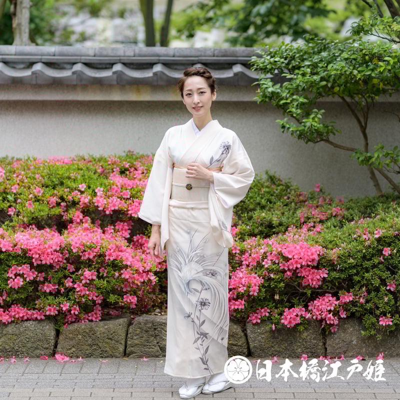 正絹訪問着叩き染友禅草花文⑧ ( 留袖、紬、袋帯なども出品)