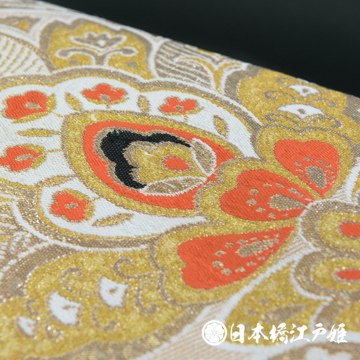 0009 名古屋帯 正絹 金色 金糸 銀糸 六通し 帯丈327cm | 日本橋江戸姫