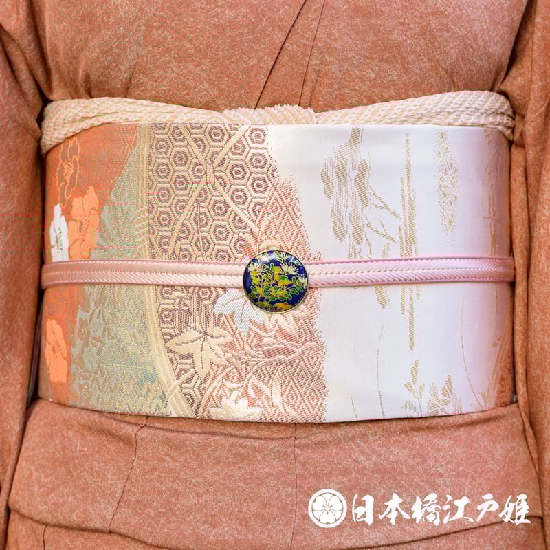 0346 名古屋帯 名品 正絹 金 草花 金糸 銀糸 ヱ霞 帯丈344cm | 日本橋 ... 名古屋帯 名品 正絹