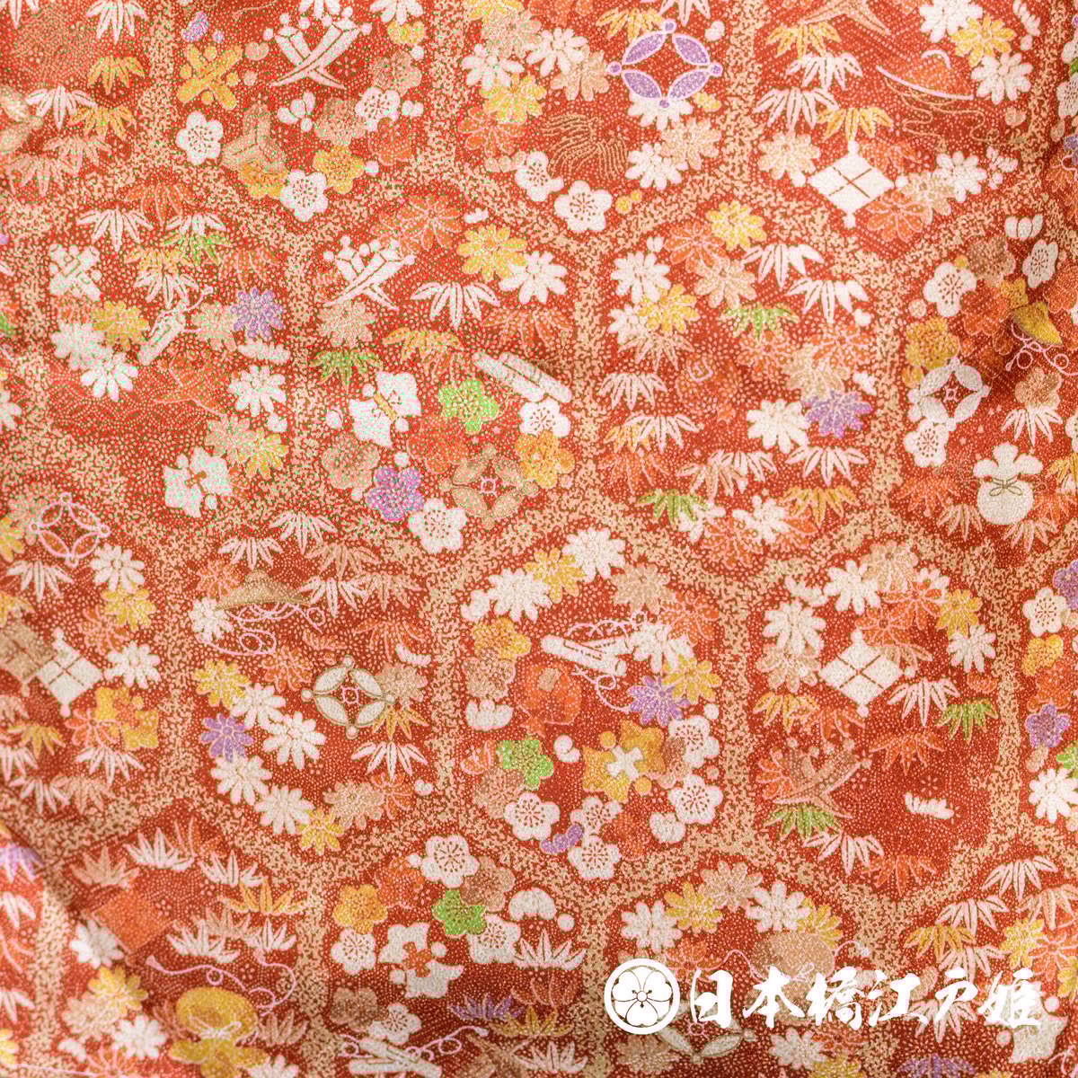 Luvholic様 有松鳴海絞り 亀甲花文 赤黄色系 小柄さん向け