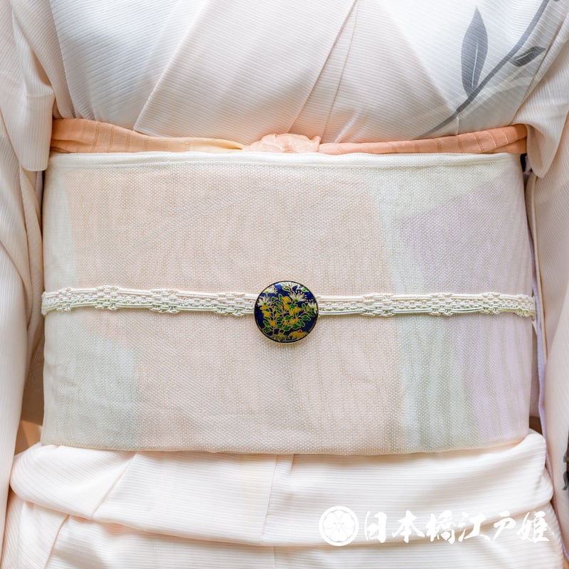 Ｙ3079　絽　夏物　袋帯　クリーム　オレンジ　すすき　おしゃれ Y3079絽夏物袋帯クリームオレンジすすきおしゃれ