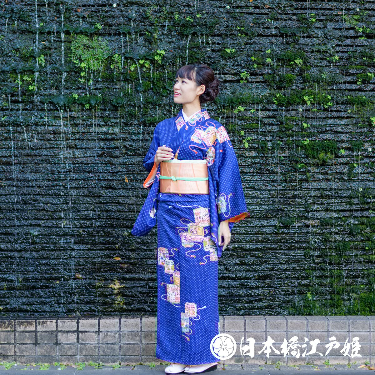 0353 小紋 やまと誂製 正絹 袷 濃青色 貝桶 水玉 身丈164cm | THE CUT  