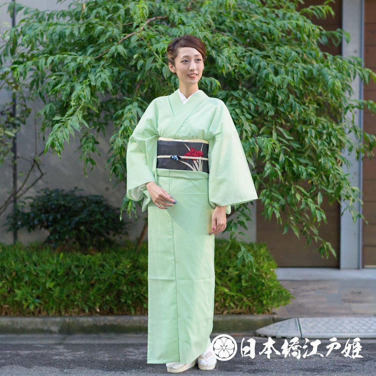 0280 夏物 色無地 薄物 絽 化繊 薄緑 身丈158cm 0280 夏物 色無地 薄物 絽 化繊 薄緑 身丈158cm