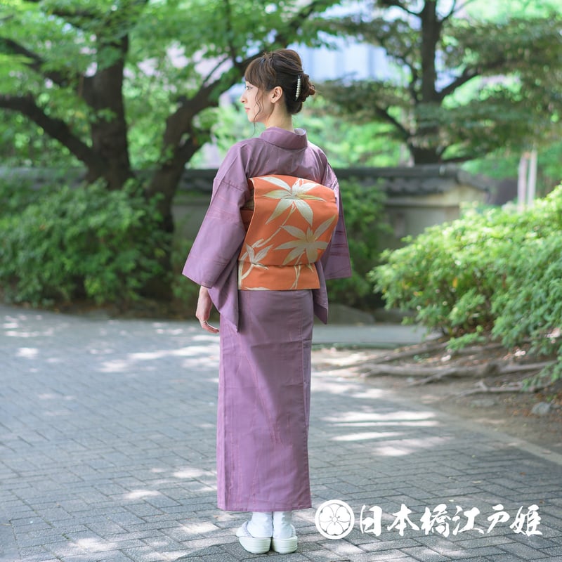 値下げ交渉OK！夏物 S寸 駒絽 深紫色 色無地 蔦 正絹 C139