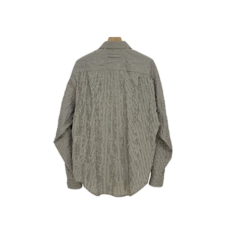 C/N/Pu WRINKLE STRIPE CONVERTIBLE COLLAR SHIRT