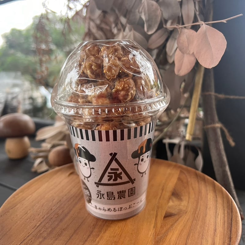おひさま干し椎茸粉入り キャラメルポップコーン | 永島農園