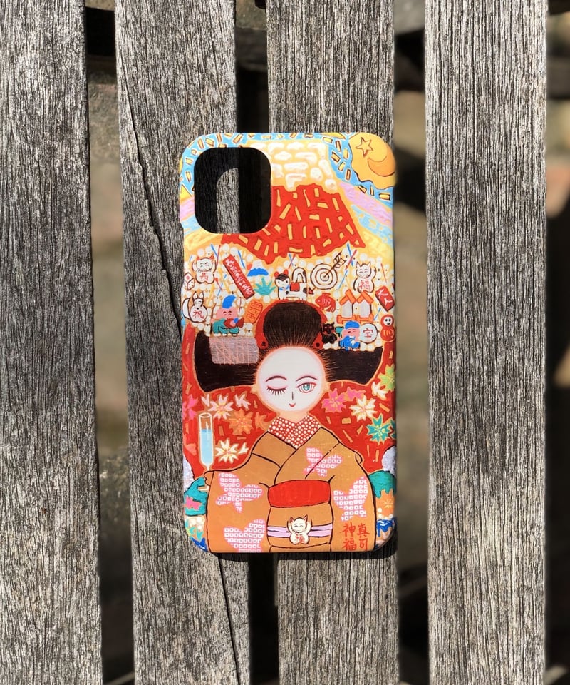 舞妓赤富士 シャンパン」スマホケース/ハード/側面絵柄あり/ツヤ 舞妓赤富士 シャンパン」スマホケース/ハード/側面絵柄あり/ツヤ