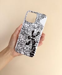 モノクロシリーズ/ホワイト地/スマホケース/ハード/側面絵柄あり/ツヤあり
