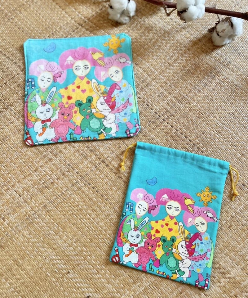 巾着・ハンカチ 三姉妹 | 画家 大杉真司 はんなり舞妓グッズ stores