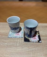 ブルー 花 ドット 「はんなり舞妓」コースター