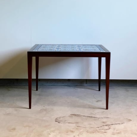 "Tenera" Bule Tile Top Side Table 70x70 Rosewood