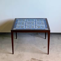 "Tenera" Bule Tile Top Side Table 70x70 Rosewood