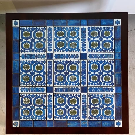"Tenera" Bule Tile Top Side Table 70x70 Rosewood