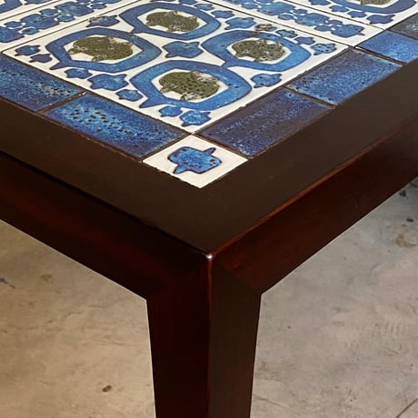 "Tenera" Bule Tile Top Side Table 70x70 Rosewood