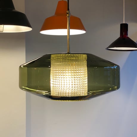 【Vintage】Carl Fagerlund Orrefors Corona Pendant Lamp Model 1493 1950s Original Vintage