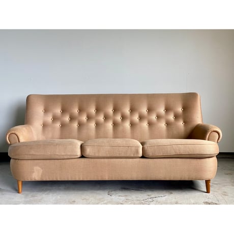 【Vintage】"Hammakväll" 3-seater Sofa (Double Cushion) — Designed by Carl Malmsten for O.H. Sjögren —