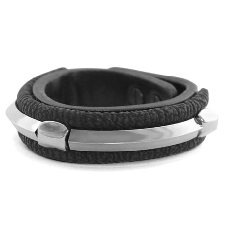 CHEVRON studs & metal tube leather bracelet