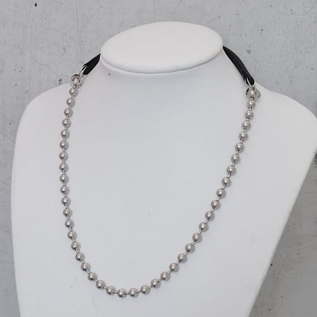 BALL CHAIN & leather middle necklace