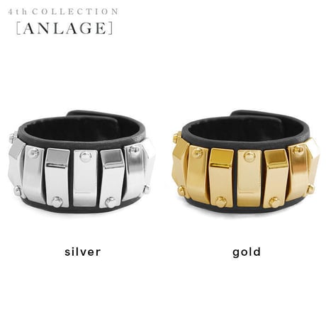 METAL plate leather bracelet