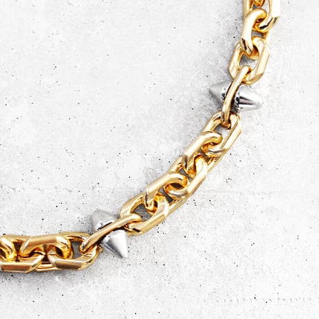 SPIKE & oval chain short necklace
