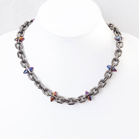 SPIKE & oval chain short necklace