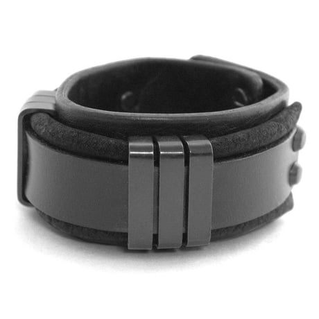 TRIPLICATE square ring leather bracelet