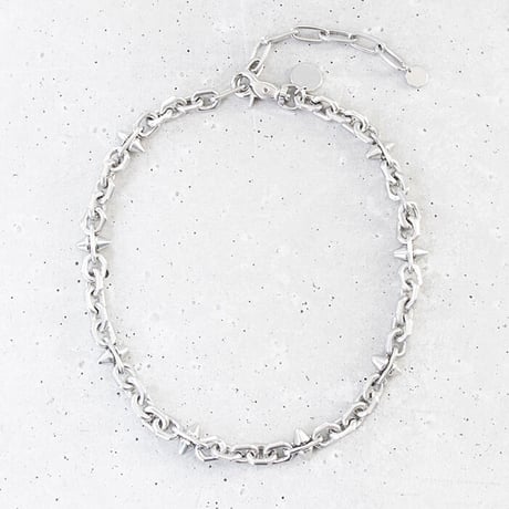 SPIKE & oval chain short necklace