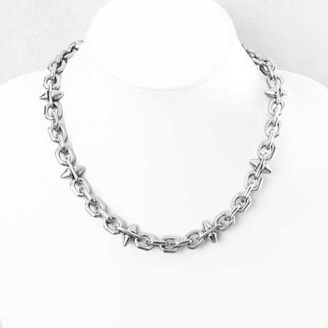 SPIKE & oval chain short necklace