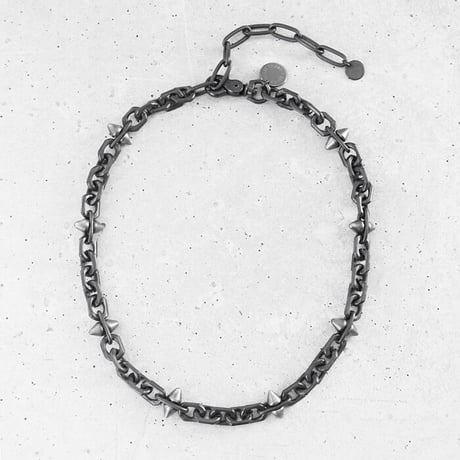 SPIKE & oval chain short necklace