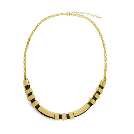 SQUARE TUBE chain & leather necklace