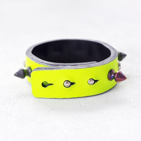 SPIKE leather bracelet(neon)