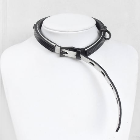 LAYERED leather long belt choker