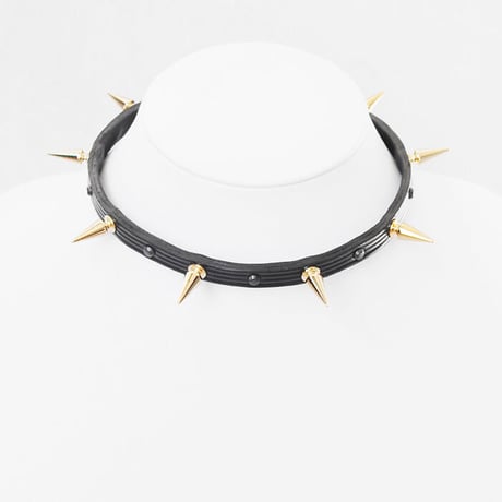 LONG SPIKE leather choker
