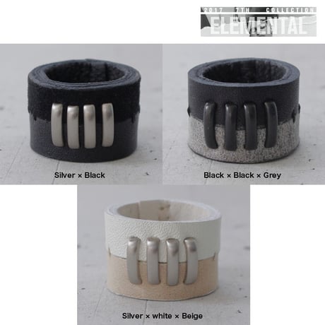 BI COLOR 4 bars leather ring