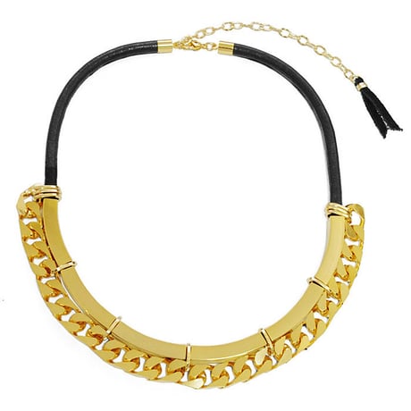 CHAIN & METAL TUBE leather necklace