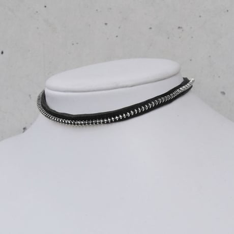 ZIP CHAIN leather choker