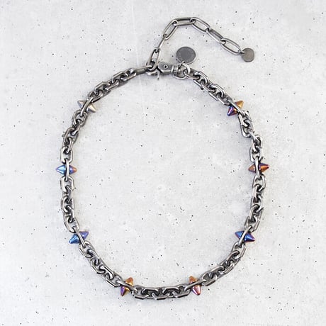 SPIKE & oval chain short necklace