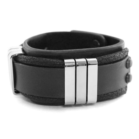 TRIPLICATE square ring leather bracelet