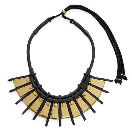 METAL plate leather necklace