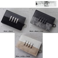 BI COLOR 4 bars leather card case
