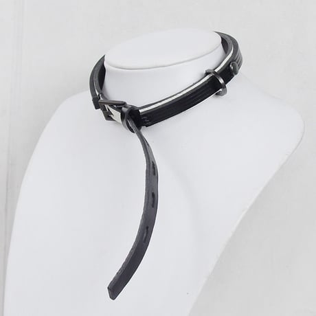 LAYERED leather long belt choker