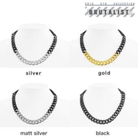 2 TONE CHAIN & LEATHER short necklace