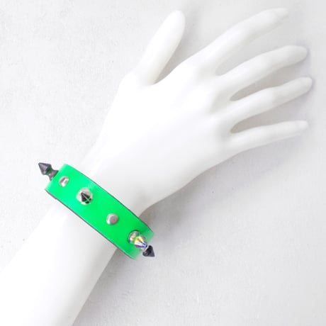 SPIKE leather bracelet(neon)