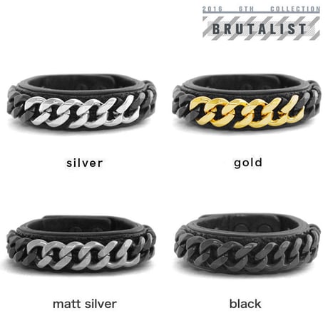 2 TONE CHAIN & LEATHER bracelet