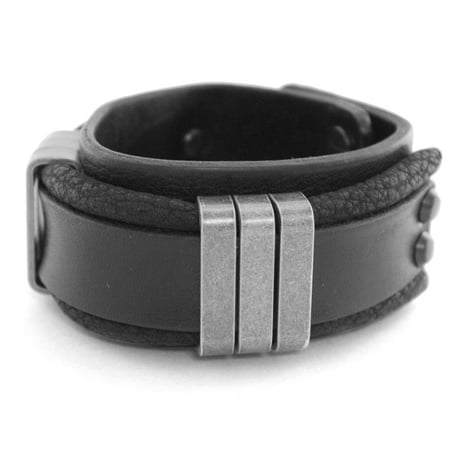 TRIPLICATE square ring leather bracelet